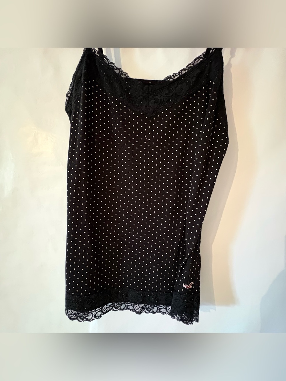 Black Polka Dot Lace Trim Cami Hollister. Womens xxl sold out